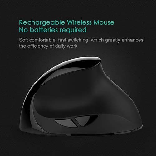 Rechargeable Ergonomic Mouse, LEKVEY Vertical Wireless Mouse 2.4G High Precision Ergonomic Optical Mice for Carpel Tunnel Wrist Pain【 Suitable for Medium/Small Hands 】 (Black) image