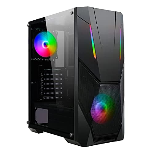 CiT Master ATX Mid Tower Black Tempered Glass Side Panel, USB 3.2 Gen 1 & USB 2.0 Front USB image
