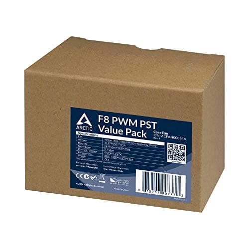 ARCTIC F8 80mm Black / White PWM PST 31 CFM 5-Pack image