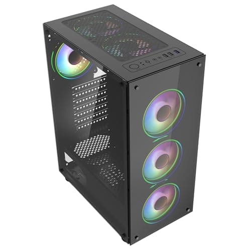 CiT Mirage F6 ATX Mid Tower Black with Tempered Glass Side Panel and USB 3.2 Gen 1 Type-A / USB 2.0 Type-A image