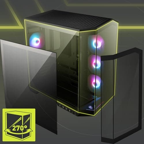 MSI MAG PANO 100R PZ ATX Mid Tower Black with Tempered Glass Side Panel and USB 3.2 Gen 2 Type-C, USB 3.2 Gen 1 Type-A image