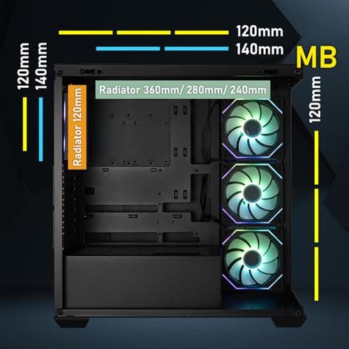 BitFenix CETO300 ATX Mid Tower Black with Tempered Glass Side Panel and USB 3.2 Gen 2 Type-C USB 3.2 Gen 1 Type-A image