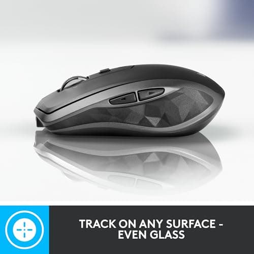 Logitech MX Anywhere 2S Wireless Mouse - Use On Any Surface, Hyper-Fast Scrolling, Rechargeable, Control up to 3 Apple Mac and Windows Computers and laptops (Bluetooth or USB), Graphite image