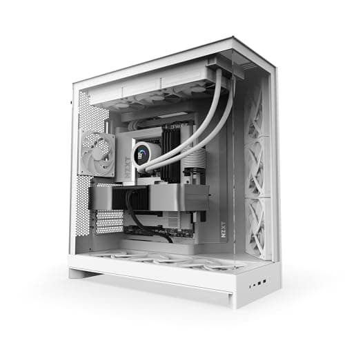 NZXT H9 Flow (2025) ATX Mid Tower White Tempered Glass Side Panel, USB 3.2 Gen 2x2 Type-C, USB 3.2 Gen 1 Type-A image