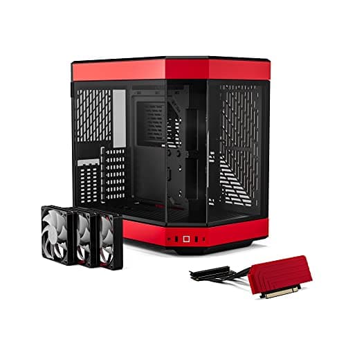 HYTE Y60 ATX Mid Tower Red / Black with Tempered Glass Side Panel and USB 3.2 Gen 2 Type-C, USB 3.2 Gen 1 Type-A image