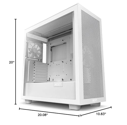 NZXT H7 Flow (2022) ATX Mid Tower White Tempered Glass Side Panel image