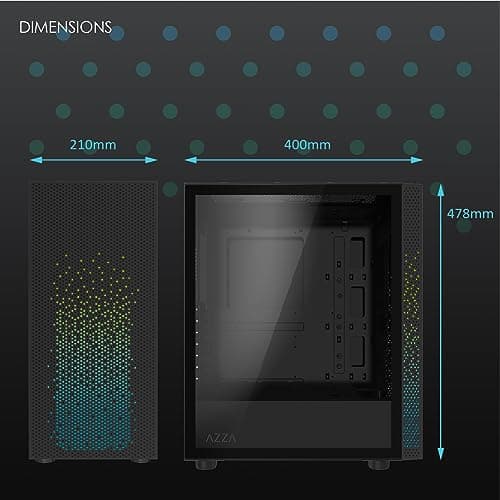 Azza Celesta 340F ATX Mid Tower Black Tempered Glass USB 3.2 Gen 1 Type-A USB 2.0 Type-A image