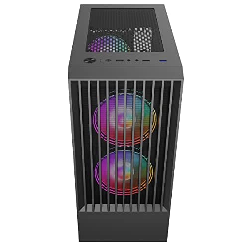 CiT Slammer Micro ATX Mid Tower Black with Tempered Glass Side Panel and USB 3.2 Gen 1 Type-A, USB 2.0 Type-A image