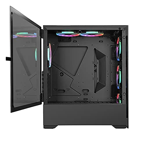 BGears b-Voguish ATX Mid Tower Black with RGB, Tempered Glass Side Panel, USB 3.2 Gen 1 Type-A, USB 2.0 Type-A image