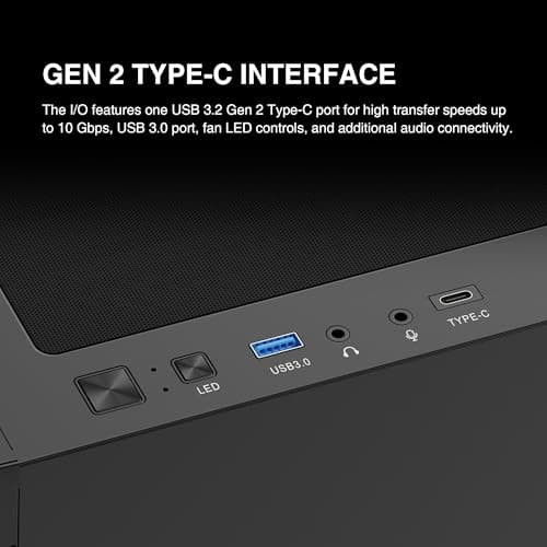 GAMDIAS ATHENA M3 ATX Mid Tower Black with Tempered Glass Side Panel and USB 3.2 Gen 2 Type-C, USB 3.2 Gen 1 Type-A image