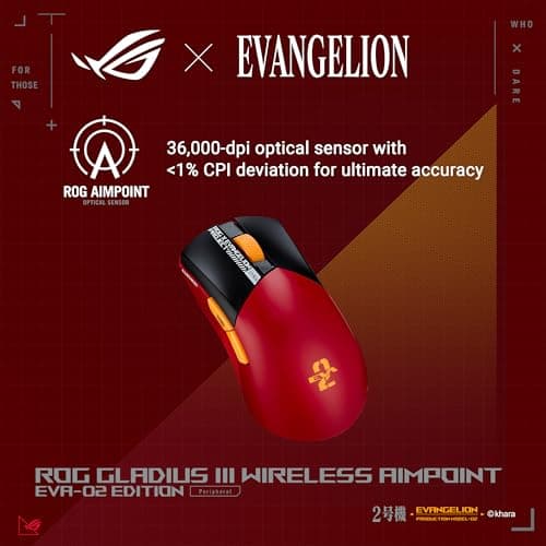 Asus ROG Gladius III Wireless AimPoint EVA-02 Edition Bluetooth/Wireless/Wired Optical Gaming Mouse image