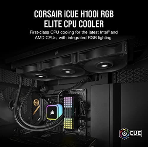 Corsair iCUE H100i RGB ELITE Water 240mm 59.1 CFM Black image