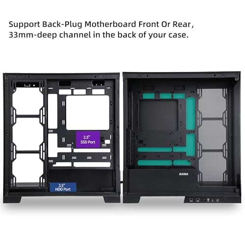 SAMA Sama-3D ATX Mid Tower Black with Tempered Glass Side Panel and USB 3.2 Gen 1 Type-A, USB 2.0 Type-A image