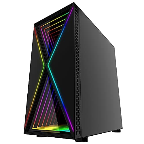 BGears b-BlackWidow-RGB ATX Mid Tower Black with Tinted Tempered Glass Side Panel and Front Panel USB 3.2 Gen 1 Type-A, USB 2.0 Type-A image