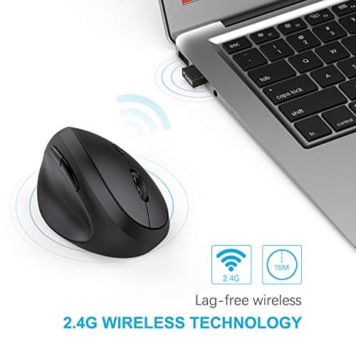 Left-Handed Mouse, Jelly Comb Wireless 2.4GHz Left Hand Ergonomic Vertical Mouse with USB Receiver, Sensitive and Quiet Click MV09E image