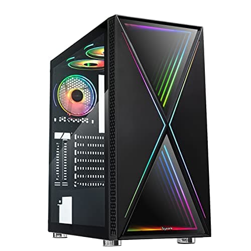 BGears b-BlackWidow-RGB ATX Mid Tower Black with Tinted Tempered Glass Side Panel and Front Panel USB 3.2 Gen 1 Type-A, USB 2.0 Type-A image