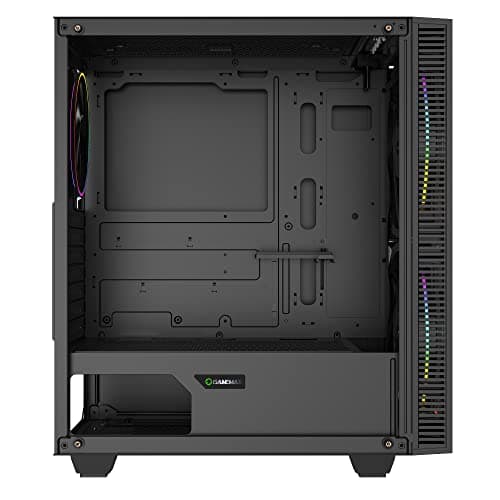Gamemax Black Hole Black USB3.0 Tempered Glass ATX Mid Tower Gaming Computer Case w/2 x 200mm ARGB Ring Fan x Front and 1 x 120mm ARGB Ring Fan x Rear (Pre-Installed) image