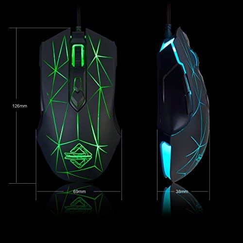 Ajazz AJ52 Watcher RGB Gaming Mouse, Programmable 7 Buttons, Ergonomic LED Backlit USB Gamer Mice Computer Laptop PC, for Windows Mac OS Linux, Star Black image
