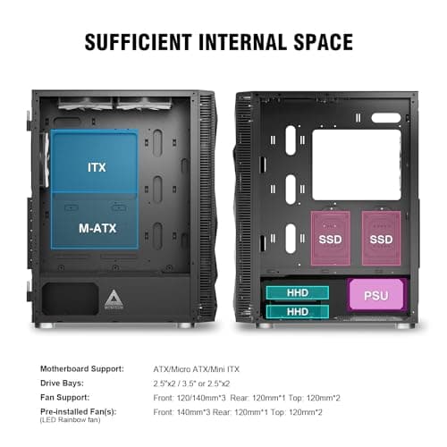 Montech X3 Mesh ATX Mid Tower Black with Mesh, Tempered Glass Side Panel, and USB 3.2 Gen 1 Type-A, USB 2.0 Type-A image