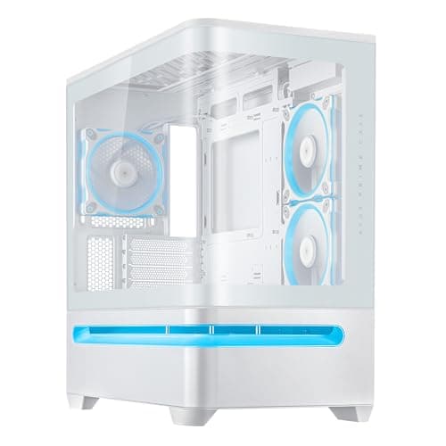 Asus Prime AP202 Micro ATX Mid Tower White with Tempered Glass Side Panel and USB 3.2 Gen 2x2 Type-C / USB 3.2 Gen 1 Type-A image