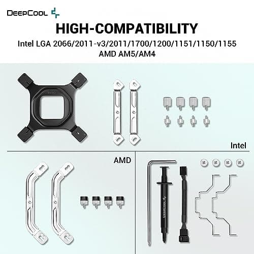 DeepCool AK400 ZERO DARK Performance CPU Cooler, 4 Copper Heat Pipes, 120mm Fluid Dynamic Bearing PWM Fan, 220W TDP image