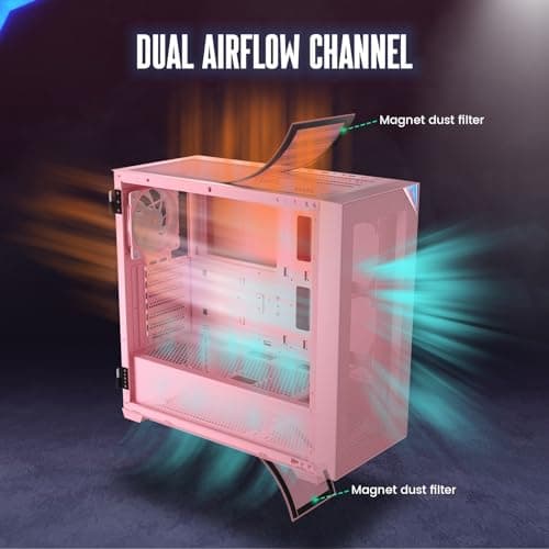 Vetroo AL800 ATX Mid Tower Pink Tempered Glass Side Panel image