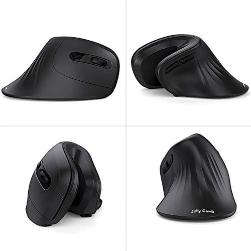 Bluetooth Ergonomic Mouse, Jelly Comb Advanced Vertical Wireless Bluetooth Mouse 2.4GHz Optical Vertical Mice, Easy Switch Between 2 Devices with Bluetooth and USB Connection MV045-Black image