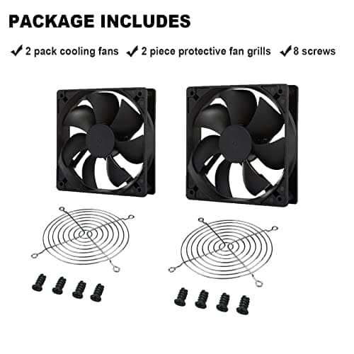 Strong Quiet 12025 Fan 120x120x25mm 12cm 120mm Computer Case Fan DC 12V Cooling Fan for Computer case 2Pin 2 Wire 1600RPM 2-Pack image