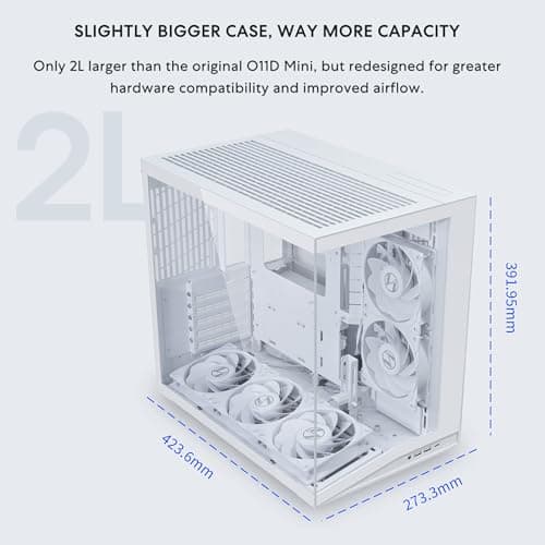 Lian Li O11 Dynamic Mini V2 ATX Mini Tower White Tempered Glass, USB 3.2 Gen 2 Type-C, USB 3.2 Gen 1 Type-A image