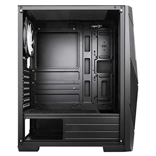 CiT Master ATX Mid Tower Black Tempered Glass Side Panel, USB 3.2 Gen 1 & USB 2.0 Front USB image