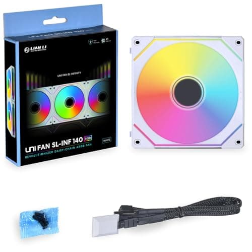 Lian Li Uni Fan SL-Infinity 140mm White Addressable RGB PWM 72.7 CFM 1-Pack image