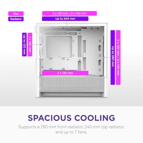 NZXT H3 Flow Micro ATX Mid Tower White Tempered Glass Side Panel and USB 3.2 Gen 2x2 Type-C USB 3.2 Gen 1 Type-A image