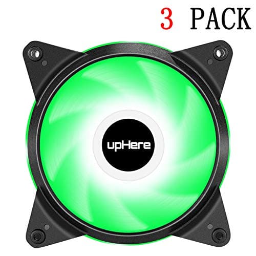 upHere 3-Pack 120mm 3-Pin High Airflow Quiet Edition Green LED Case Fan for PC Cases, CPU Coolers, and Radiators image