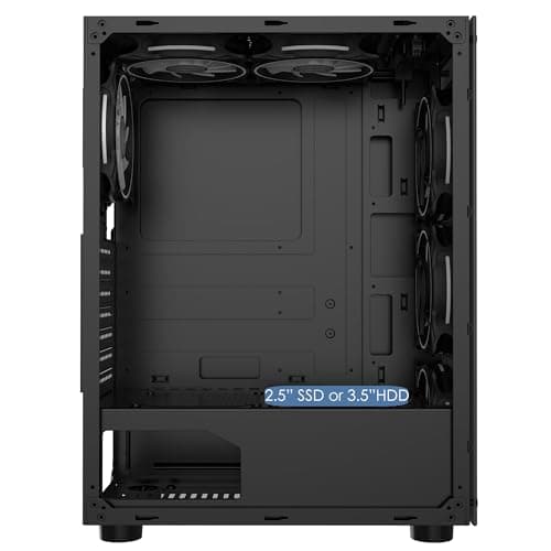 CiT Mirage F6 ATX Mid Tower Black with Tempered Glass Side Panel and USB 3.2 Gen 1 Type-A / USB 2.0 Type-A image