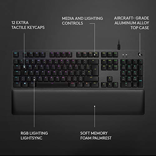 Logitech G513 Carbon RGB Wired GX Blue Mechanical Gaming Keyboard image