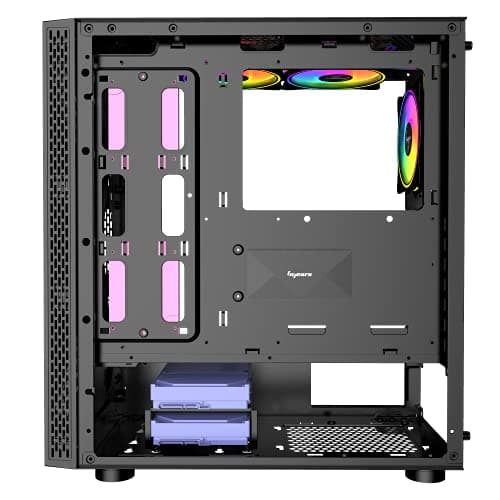 BGears b-BlackWidow-RGB ATX Mid Tower Black with Tinted Tempered Glass Side Panel and Front Panel USB 3.2 Gen 1 Type-A, USB 2.0 Type-A image