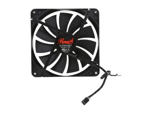 Rosewill 140mm Case Fan Computer Case Fan with Advanced Fluid Dynamic Bearing for Ultra Quietness and Silent Operation Standard 140 mm Case Fan with 3 Pin & Molex / LP4 Connectors, Black, 2-Pack image