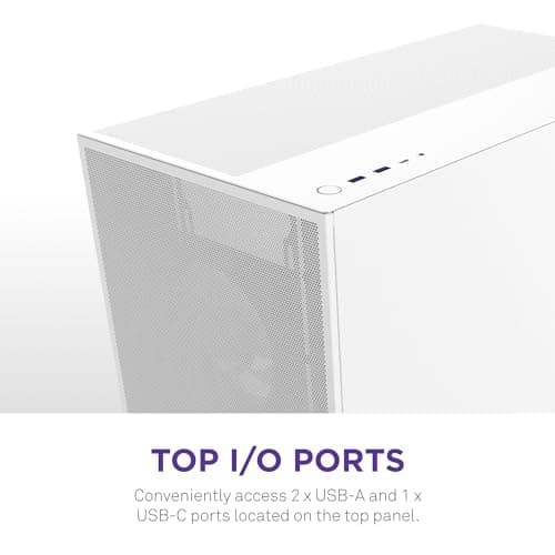 NZXT H7 Flow RGB (2024) ATX Mid Tower White Tempered Glass, USB 3.2 Gen 2x2 Type-C USB 3.2 Gen 1 Type-A image