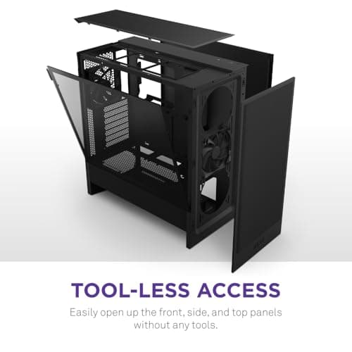 NZXT H5 Flow (2024) ATX Mid Tower Black with Tempered Glass Side Panel and USB 3.2 Gen 2x2 Type-C, USB 3.2 Gen 1 Type-A image