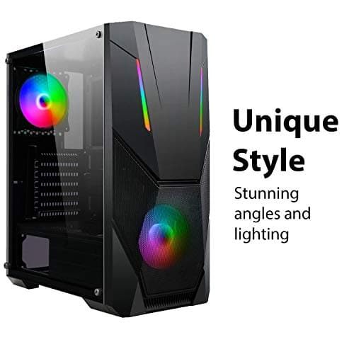 CiT Master ATX Mid Tower Black Tempered Glass Side Panel, USB 3.2 Gen 1 & USB 2.0 Front USB image