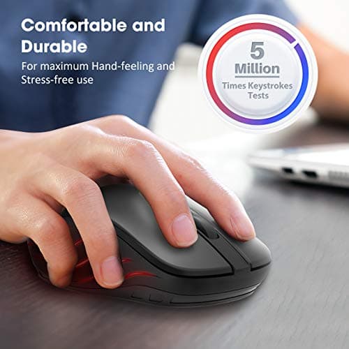 VicTsing Wireless Mouse, 2.4G Portable Ergonomic Optical Mouse, 6 Buttons 5 Adjustable DPI -50% Higher Work Efficiency, A Long Battery Life for Laptop, Notebook, PC, Mac-Black image