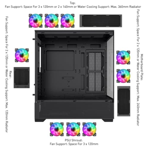 GameMax Vista AB ATX Mid Tower Black Tempered Glass Side Panel image