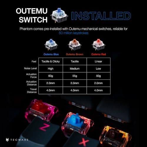 Tecware Phantom 104 RGB Wired Outemu Blue Mechanical Gaming Keyboard image
