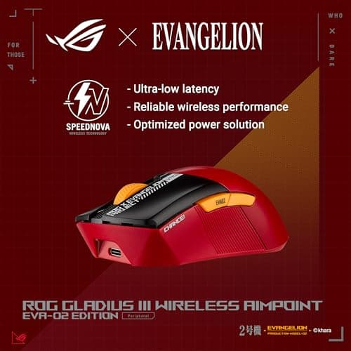 Asus ROG Gladius III Wireless AimPoint EVA-02 Edition Bluetooth/Wireless/Wired Optical Gaming Mouse image