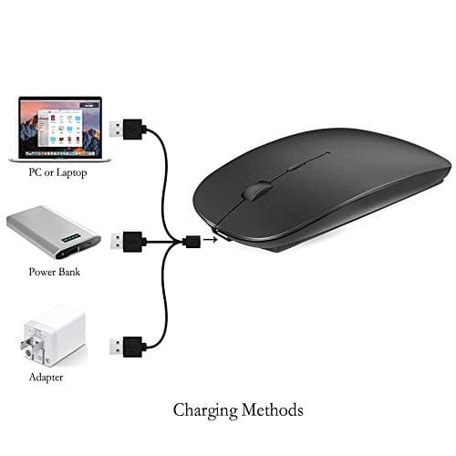 Wireless Mouse Rechargable, Computer Mouse, 2.4G Silent Mouse Computer Office Portable Mobile Optical Mouse with USB Receiver, 3 Adjustable DPI Levels for Laptop, Mac, MacBook, Notebook, PC, Computer image