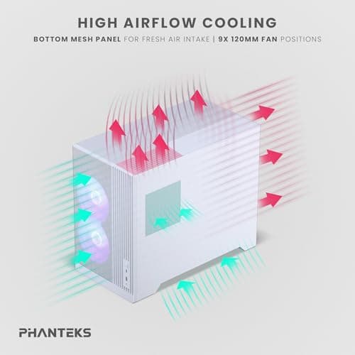 Phanteks XT M3 Micro ATX Mid Tower White Tempered Glass Side Panel, USB 3.2 Gen 2x2 Type-C USB 3.2 Gen 1 Type-A image