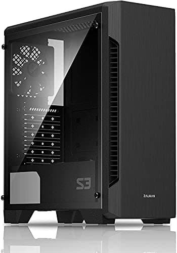 Zalman S3 ATX Mid Tower Black with Tempered Glass Side Panel and USB 3.2 Gen 1 Type-A, USB 2.0 Type-A Front Panel image