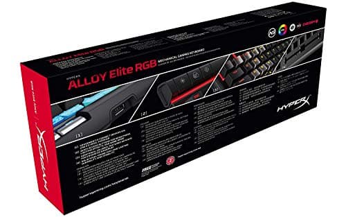 HyperX Alloy Elite RGB - Mechanical Gaming Keyboard - Software-Controlled Light & Macro Customization - Wrist Rest - Media Controls - Linear & Quiet - Cherry MX Red - RGB LED Backlit (HX-KB2RD2-US/R1) image