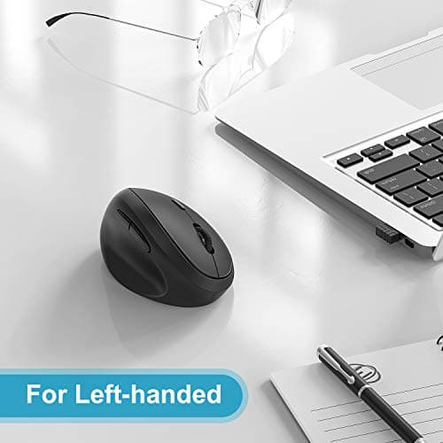 Left-Handed Mouse, Jelly Comb Wireless 2.4GHz Left Hand Ergonomic Vertical Mouse with USB Receiver, Sensitive and Quiet Click MV09E image