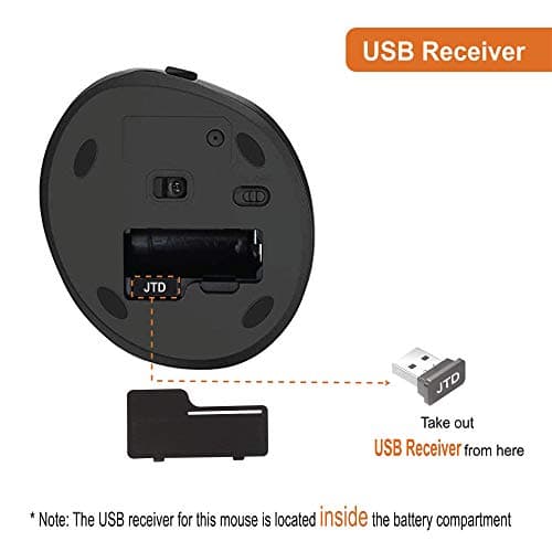 J-Tech Digital Wireless Ergonomic Vertical Mouse with Nano Transceiver, 3 DPI, Windows Mac, Black [V628M-2.4G] image